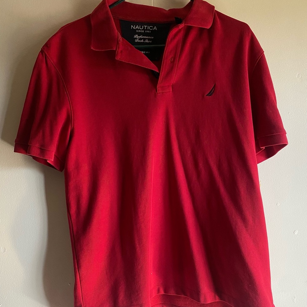 Nautica Red Polo Shirt Classic Short Sleeve